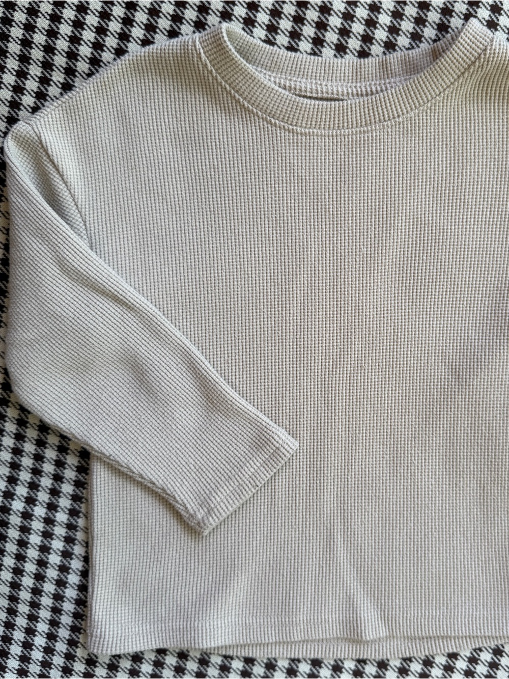 GAP Beige Waffle Knit Crewneck Top